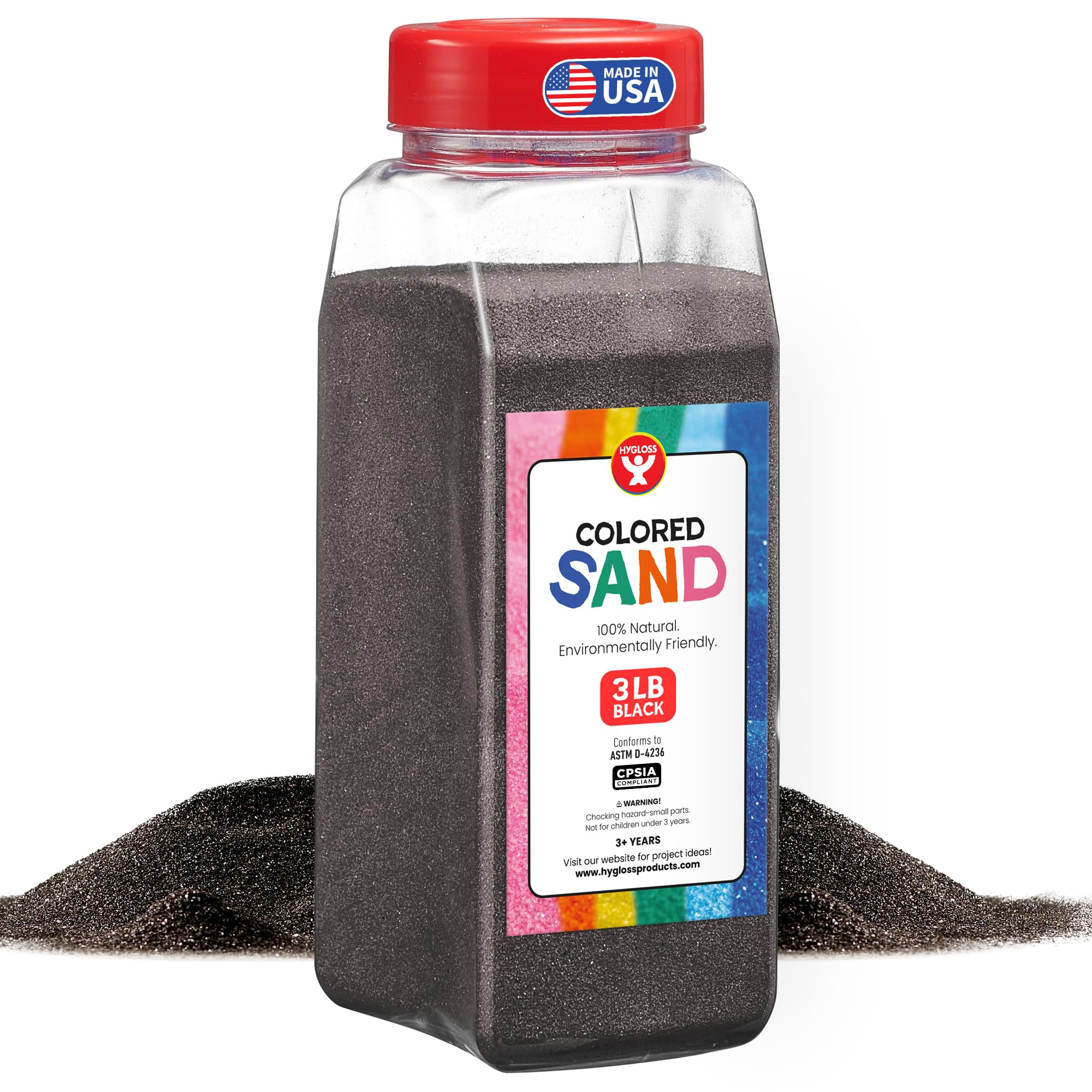 Hygloss Colored Sand – 3 lb Bottle, Black – Ultra-Fine Sensory Craft Sand for Kids Ages 3+