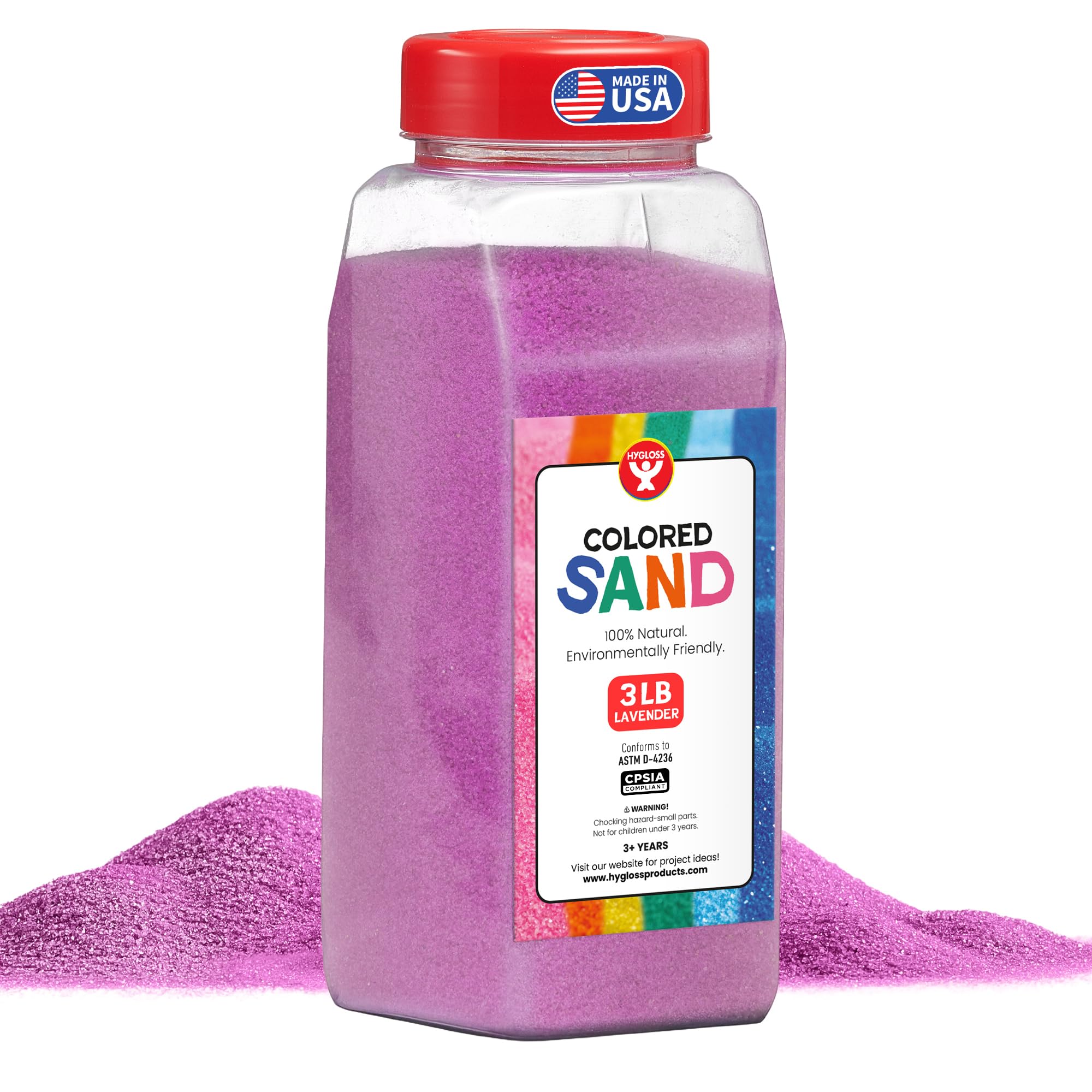 Hygloss Lavender Colored Sand – 3 lb Bottle for Sand Art, Sensory Play & Crafts – Non-Toxic Fine Sand for Kids Ages 3+