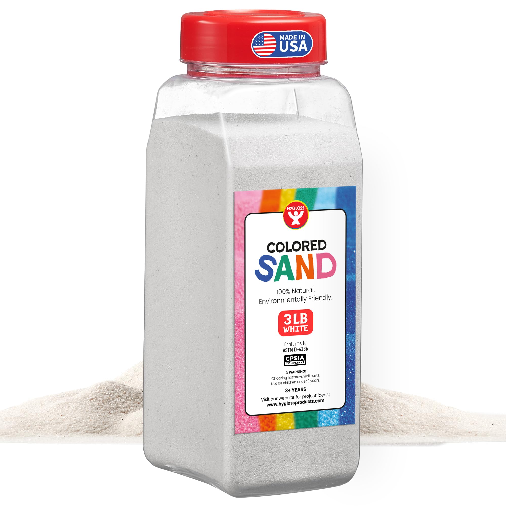Hygloss White Colored Sand – 3 lb Bottle for Sand Art and Sensory Play