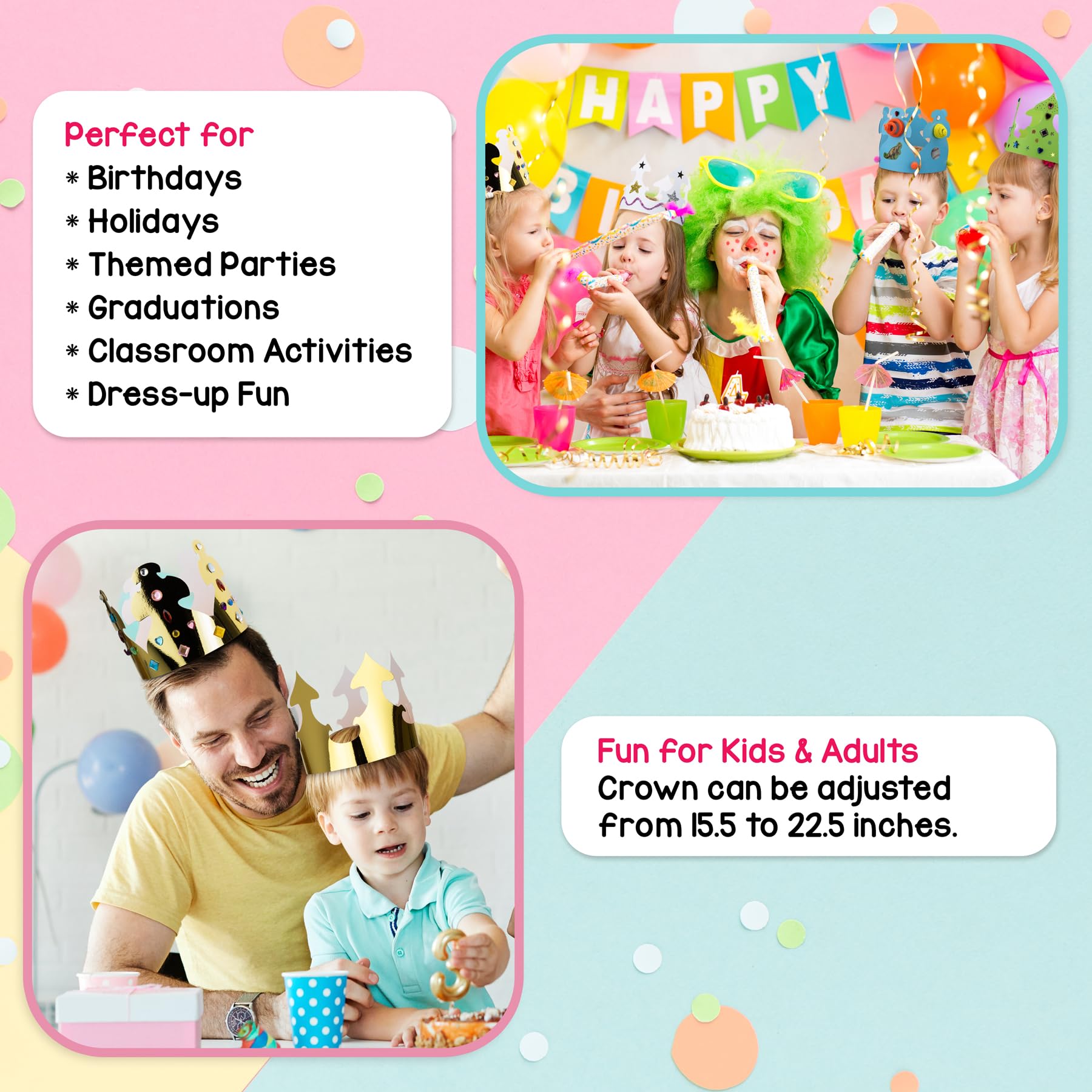 Hygloss White Paper Crowns – Pre-Cut, 24-Pack for DIY Decorating