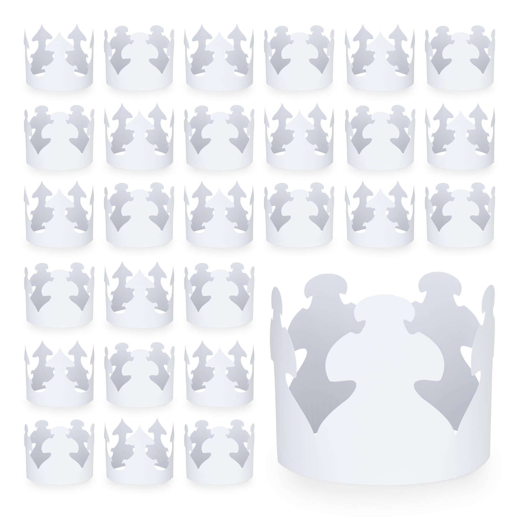 Hygloss White Paper Crowns – Pre-Cut, 24-Pack for DIY Decorating