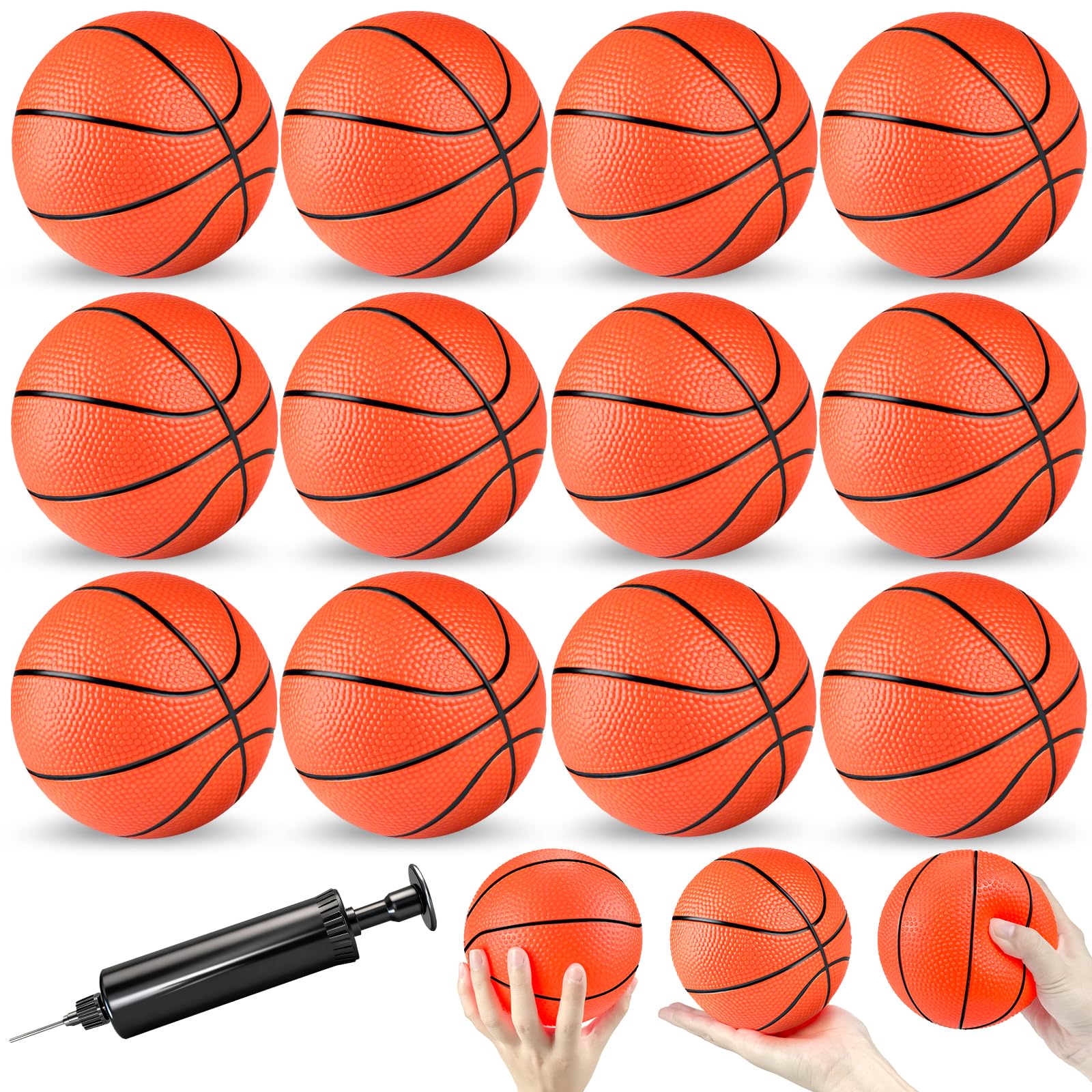 Hymaz 12 Pack Mini Basketballs (4 Inch) with Air Pump – Inflatable Toys for Toddlers, Kids, Party Favors & Pool Games