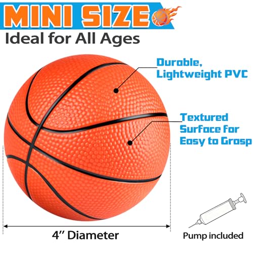 Hymaz 12 Pack Mini Basketballs (4 Inch) with Air Pump – Inflatable Toys for Toddlers, Kids, Party Favors & Pool Games