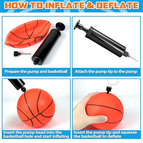 Hymaz 12 Pack Mini Basketballs (4 Inch) with Air Pump – Inflatable Toys for Toddlers, Kids, Party Favors & Pool Games