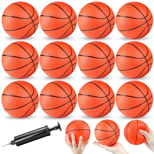 Hymaz 12 Pack Mini Basketballs (4 Inch) with Air Pump – Inflatable Toys for Toddlers, Kids, Party Favors & Pool Games