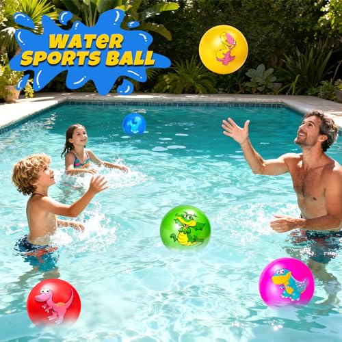 Hymaz 5-Pack 9-Inch Bouncy Balls for Toddlers – Soft Dinosaur Inflatable Balls with Pump for Indoor & Outdoor Play