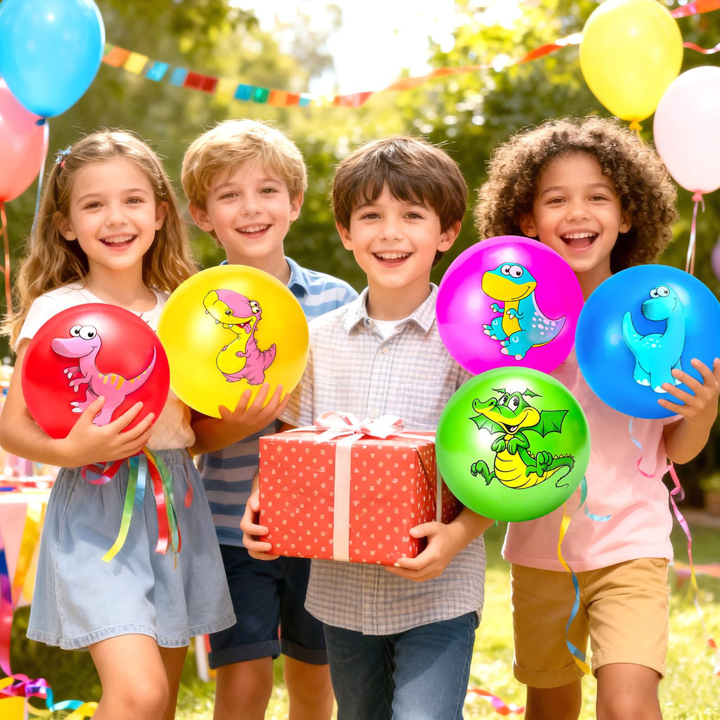 Hymaz 5-Pack 9-Inch Bouncy Balls for Toddlers – Soft Dinosaur Inflatable Balls with Pump for Indoor & Outdoor Play