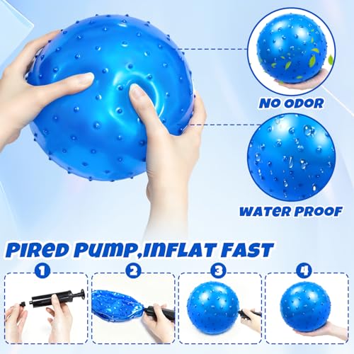 Hymaz 9-Inch Knobby Balls Set of 5 – Soft Sensory Bouncy Balls with Pump for Kids, Toddlers, Stress Relief, Party Favors