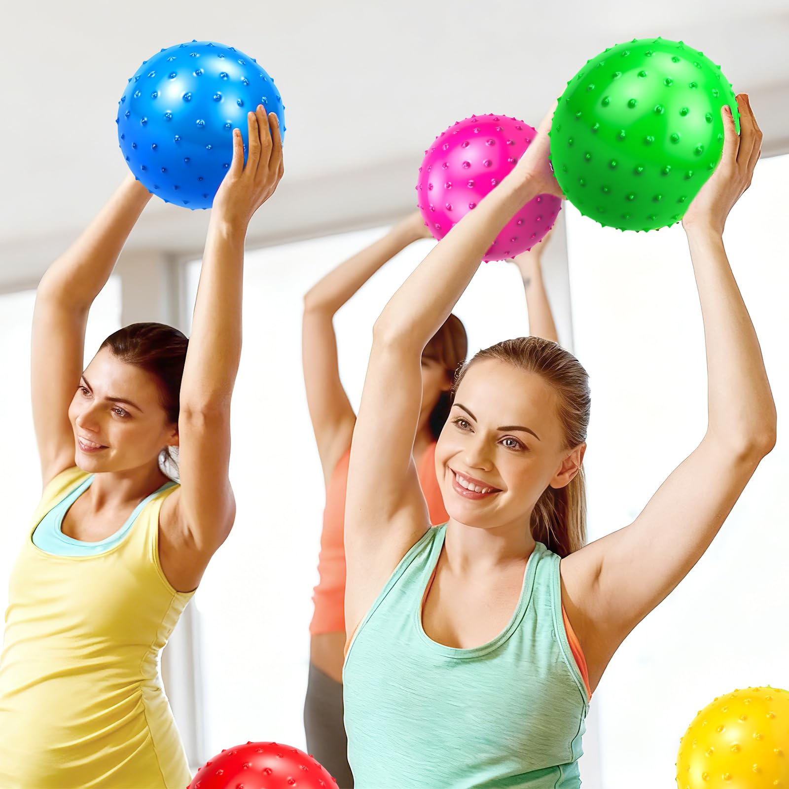 Hymaz 9-Inch Knobby Balls Set of 5 – Soft Sensory Bouncy Balls with Pump for Kids, Toddlers, Stress Relief, Party Favors