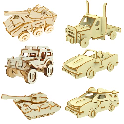 i-CHONY 3D Wooden Car Puzzle Set – 6 DIY Assembly Models for Teens & Adults
