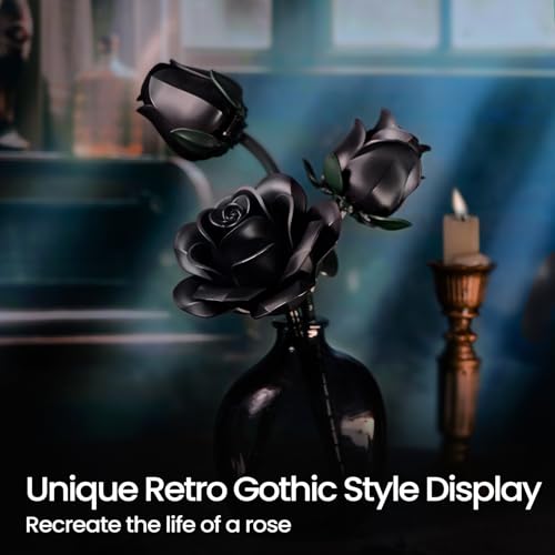 iATOM Black Roses Building Set - 3 Pack, Gothic Decor, 152-Piece Building Toy for Adults