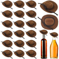 IAXSEE 20 Miniature Flocked Cowboy Hats - Brown Velvet Western Hats for Dolls and Decor