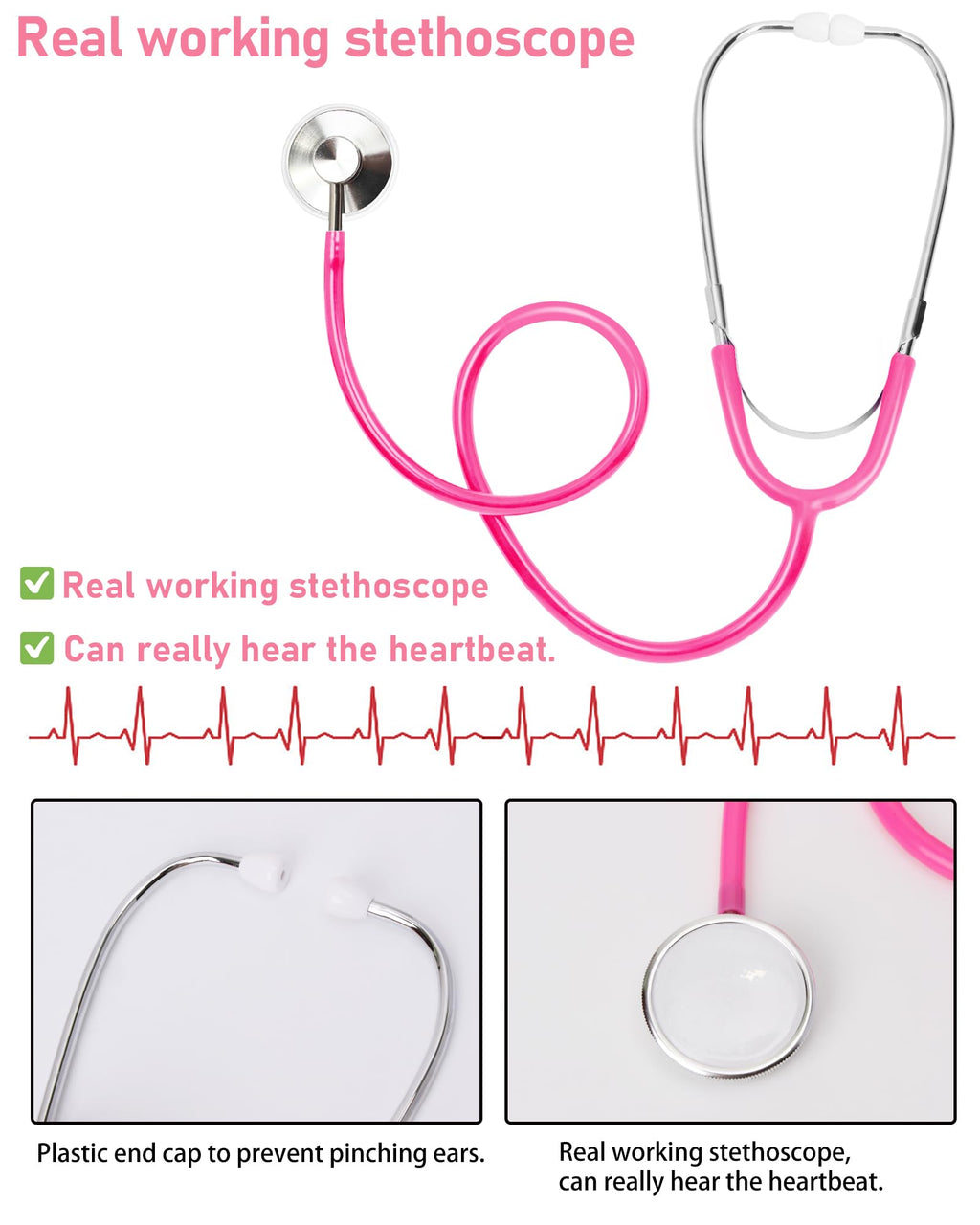 ICECUTE 7-Piece Doctor Costume for Kids | Toddler Scrubs with Real Stethoscope | Ages 3-11