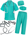 ICECUTE 7-Piece Kids Doctor Costume Set with Real Stethoscope, Scrubs for Boys Girls Ages 3-11