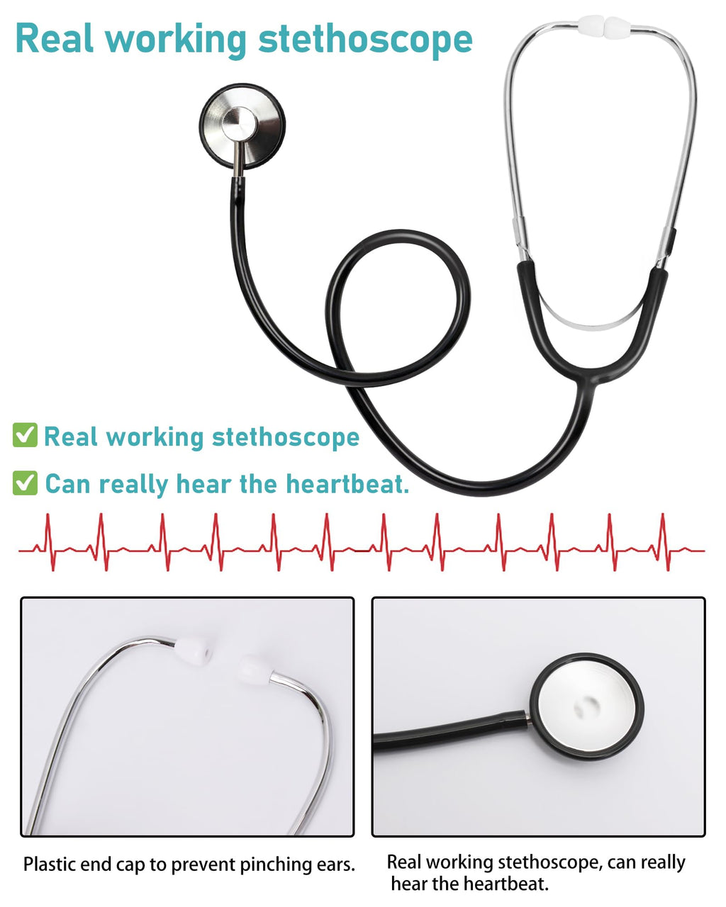 ICECUTE 7-Piece Kids Doctor Costume Set with Real Stethoscope, Scrubs for Boys Girls Ages 3-11