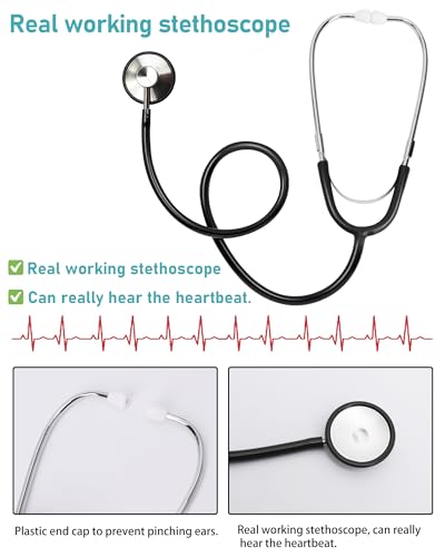 ICECUTE 7-Piece Kids Doctor Costume Set with Real Stethoscope, Scrubs for Boys Girls Ages 3-11