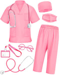 ICECUTE Doctor Costume for Kids 7-Piece Set with Real Stethoscope, Scrubs for Boys Girls Ages 3-11