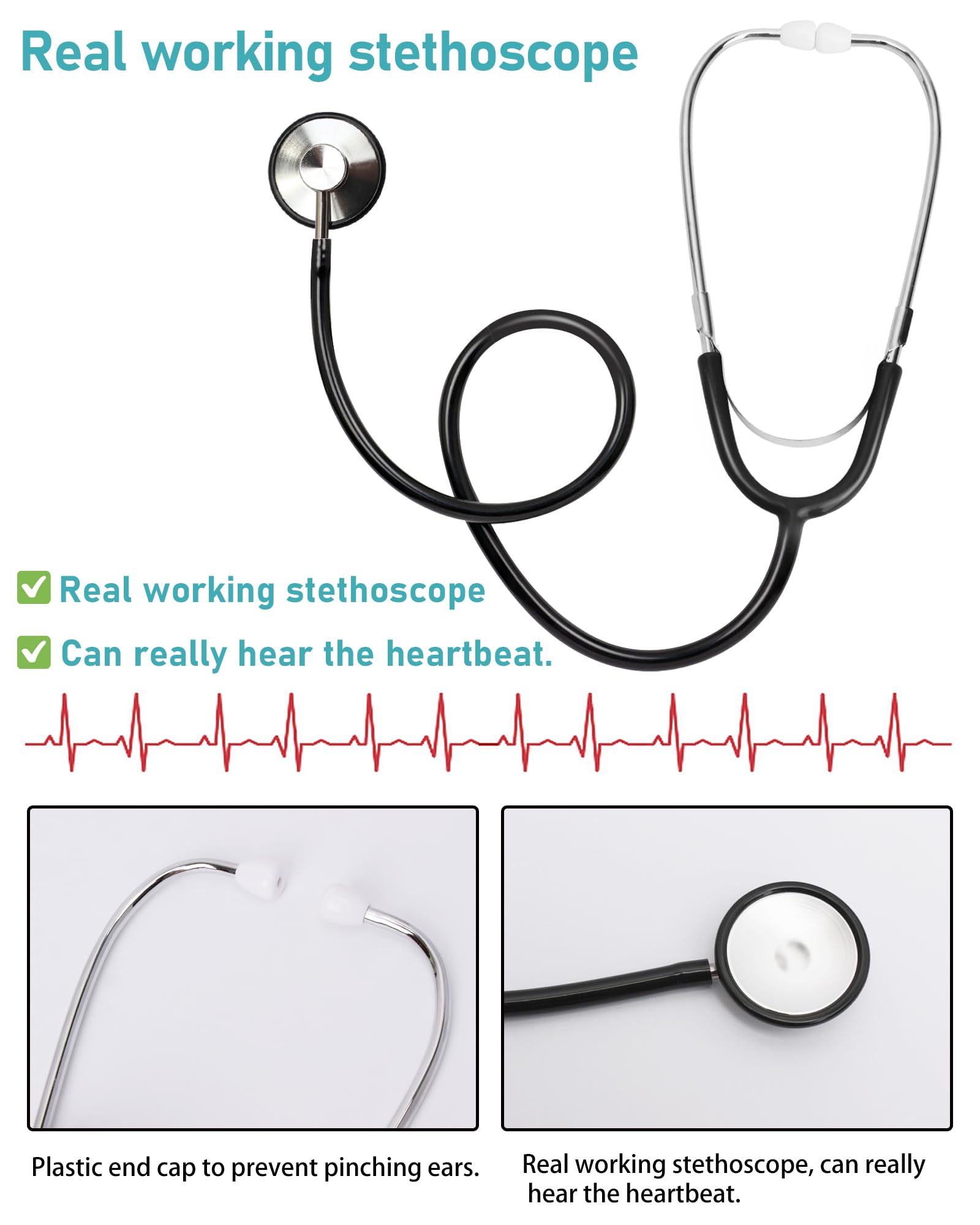 ICECUTE Kids Doctor Costume 7-Piece Scrubs Set with Real Stethoscope for 3-11 Years