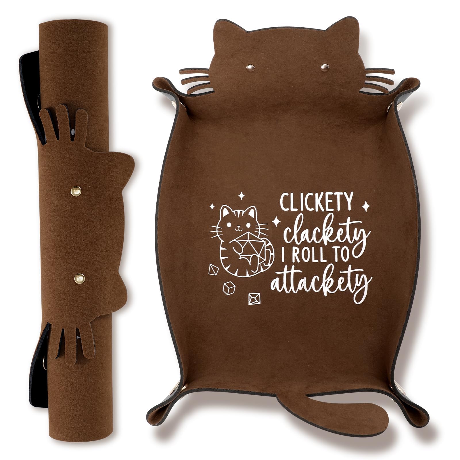 ICoDeesse Cat Dice Rolling Tray – Folding Leather Portable DND RPG Accessory