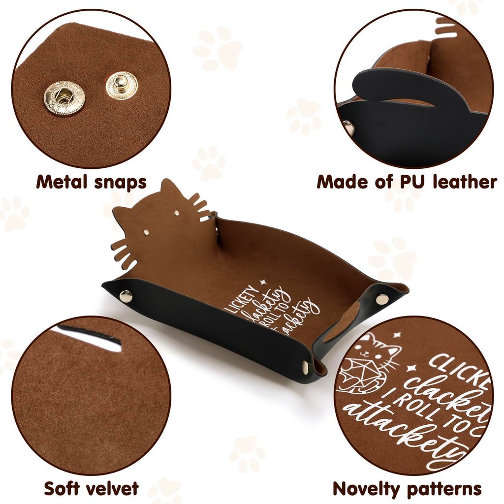 ICoDeesse Cat Dice Rolling Tray – Folding Leather Portable DND RPG Accessory