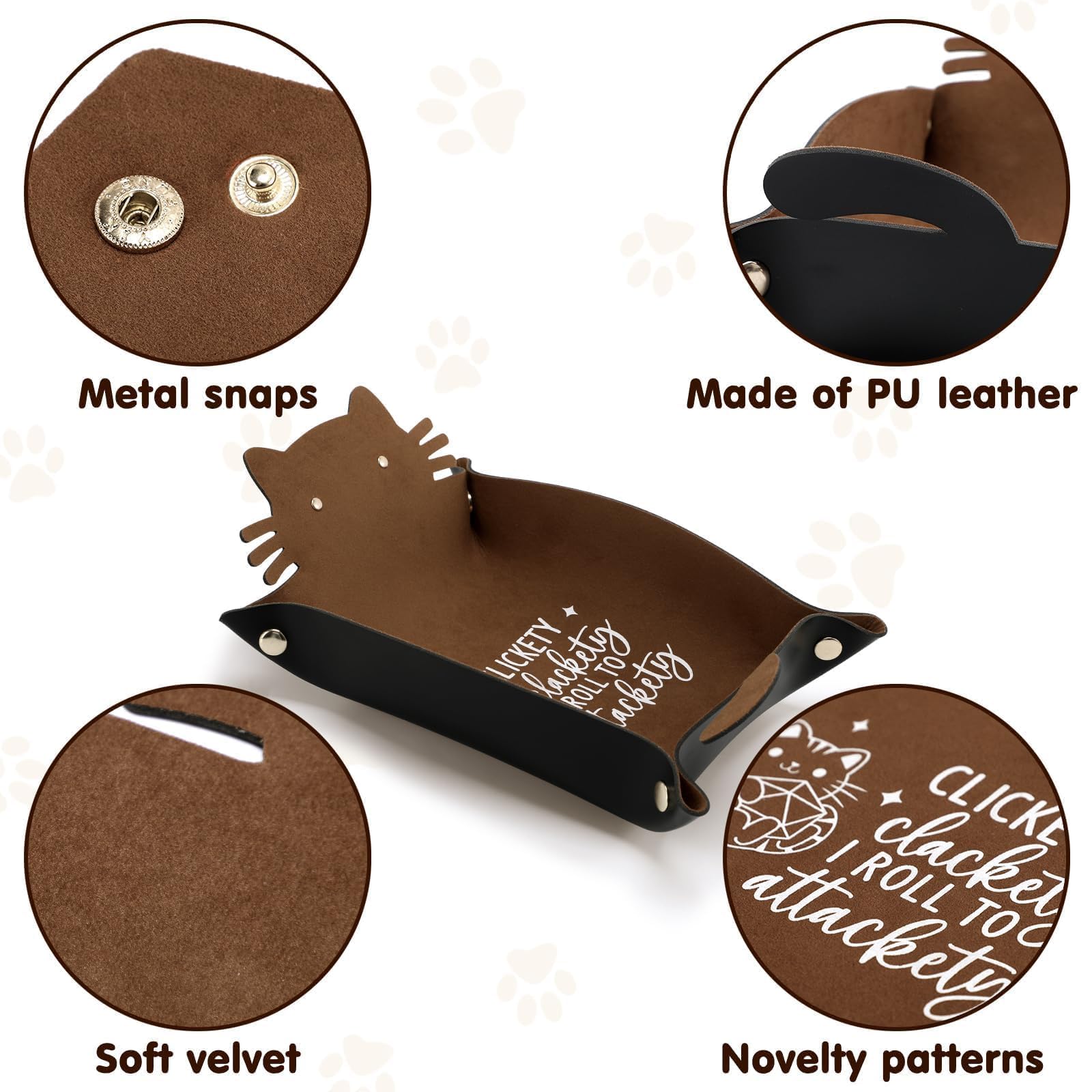 ICoDeesse Cat Dice Rolling Tray – Folding Leather Portable DND RPG Accessory