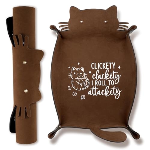 ICoDeesse Cat Dice Rolling Tray – Folding Leather Portable DND RPG Accessory