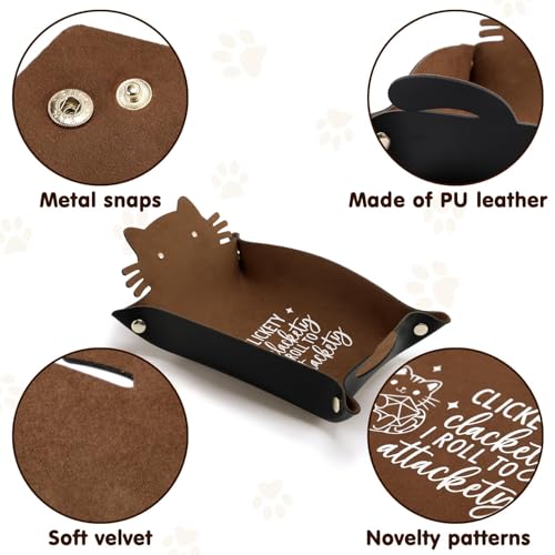 ICoDeesse Cat Dice Rolling Tray – Folding Leather Portable DND RPG Accessory