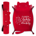ICoDeesse Red Cat Dice Tray - PU Leather Rolling Tray for DND, RPG, Portable Desk Organizer