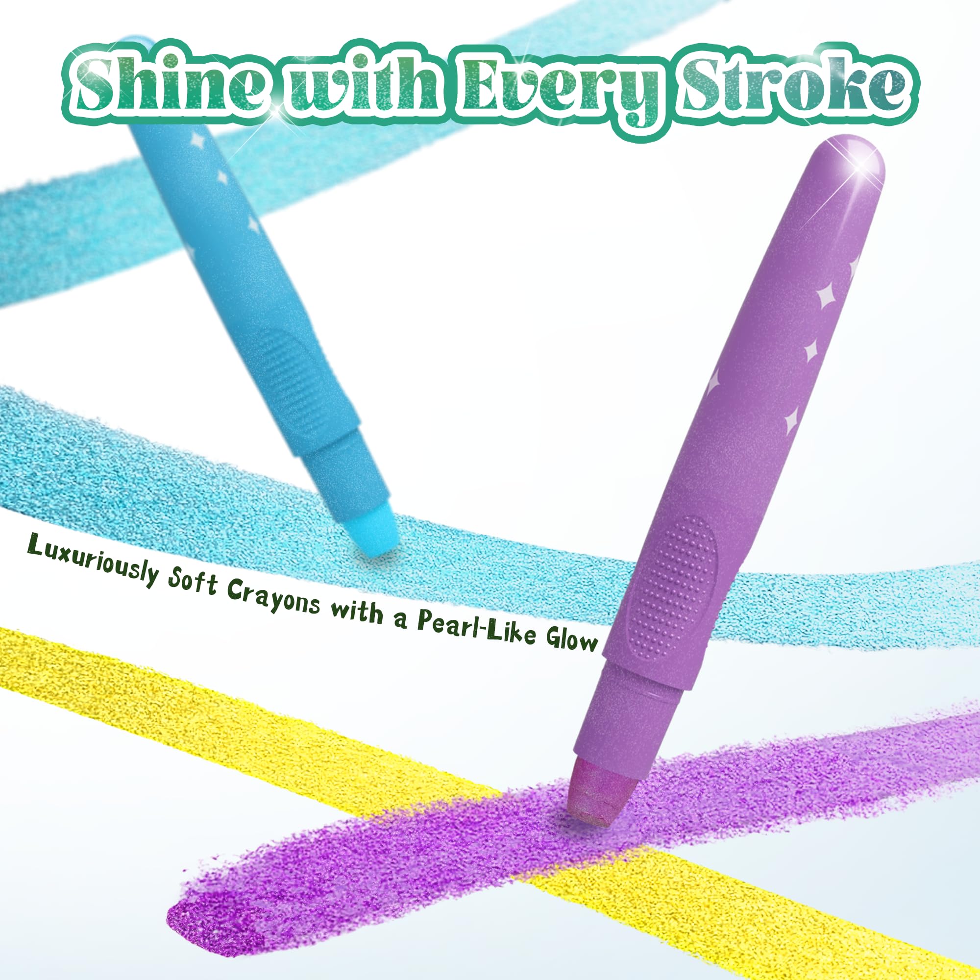 iCrayon 12-Color Sparkle Metallic Watercolor Gel Crayons – Twistable, Washable & Non-Toxic for Toddlers