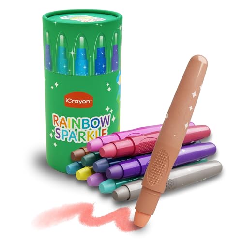 iCrayon 12-Color Sparkle Metallic Watercolor Gel Crayons – Twistable, Washable & Non-Toxic for Toddlers