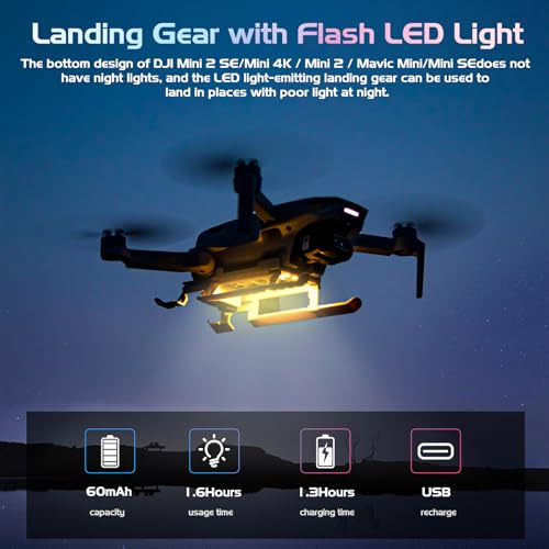 iEago RC Mini 4K Landing Gear with LED Strobe Lights - Foldable Extended Leg for DJI Mini 2 SE/Mini 4K/Mini 2/Mavic Mini/Mini SE
