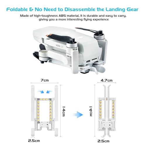 iEago RC Mini 4K Landing Gear with LED Strobe Lights - Foldable Extended Leg for DJI Mini 2 SE/Mini 4K/Mini 2/Mavic Mini/Mini SE