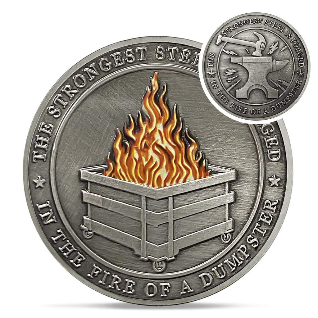 IELCJJ Delicate Dumpster Fire Challenge Coin - Funny Desk Accessory for Coworker Gifts