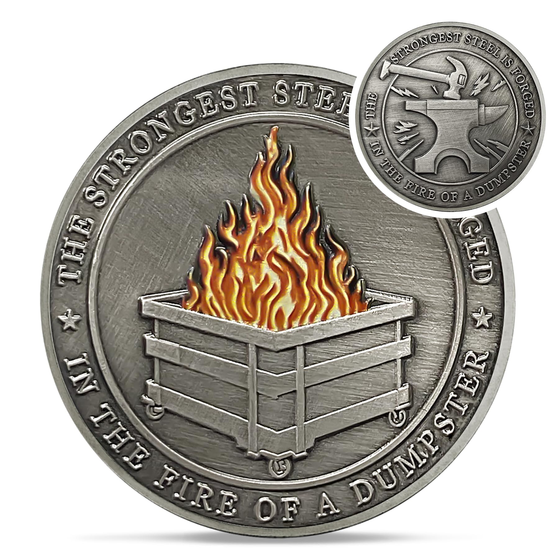 IELCJJ Delicate Dumpster Fire Challenge Coin - Funny Desk Accessory for Coworker Gifts