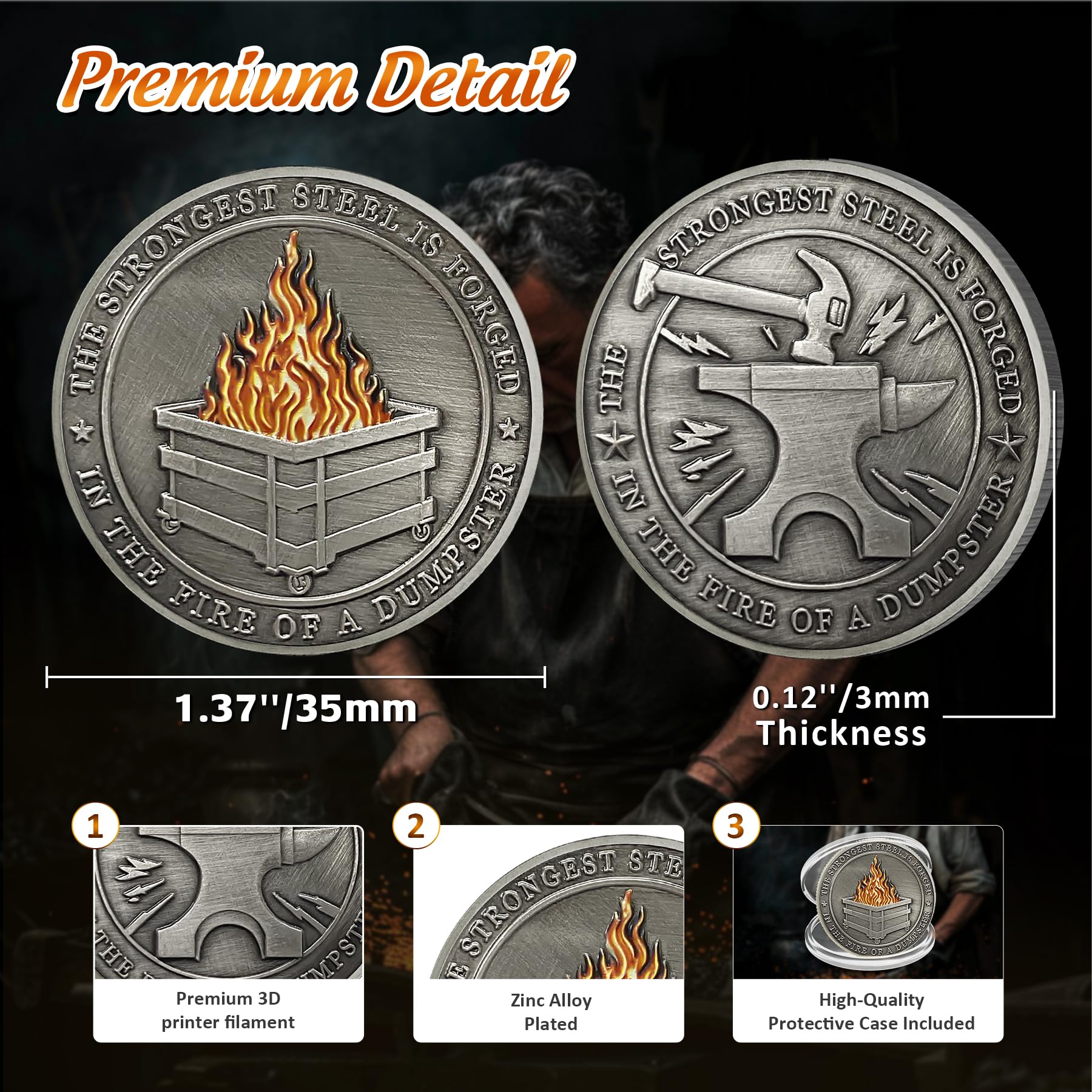 IELCJJ Delicate Dumpster Fire Challenge Coin - Funny Desk Accessory for Coworker Gifts