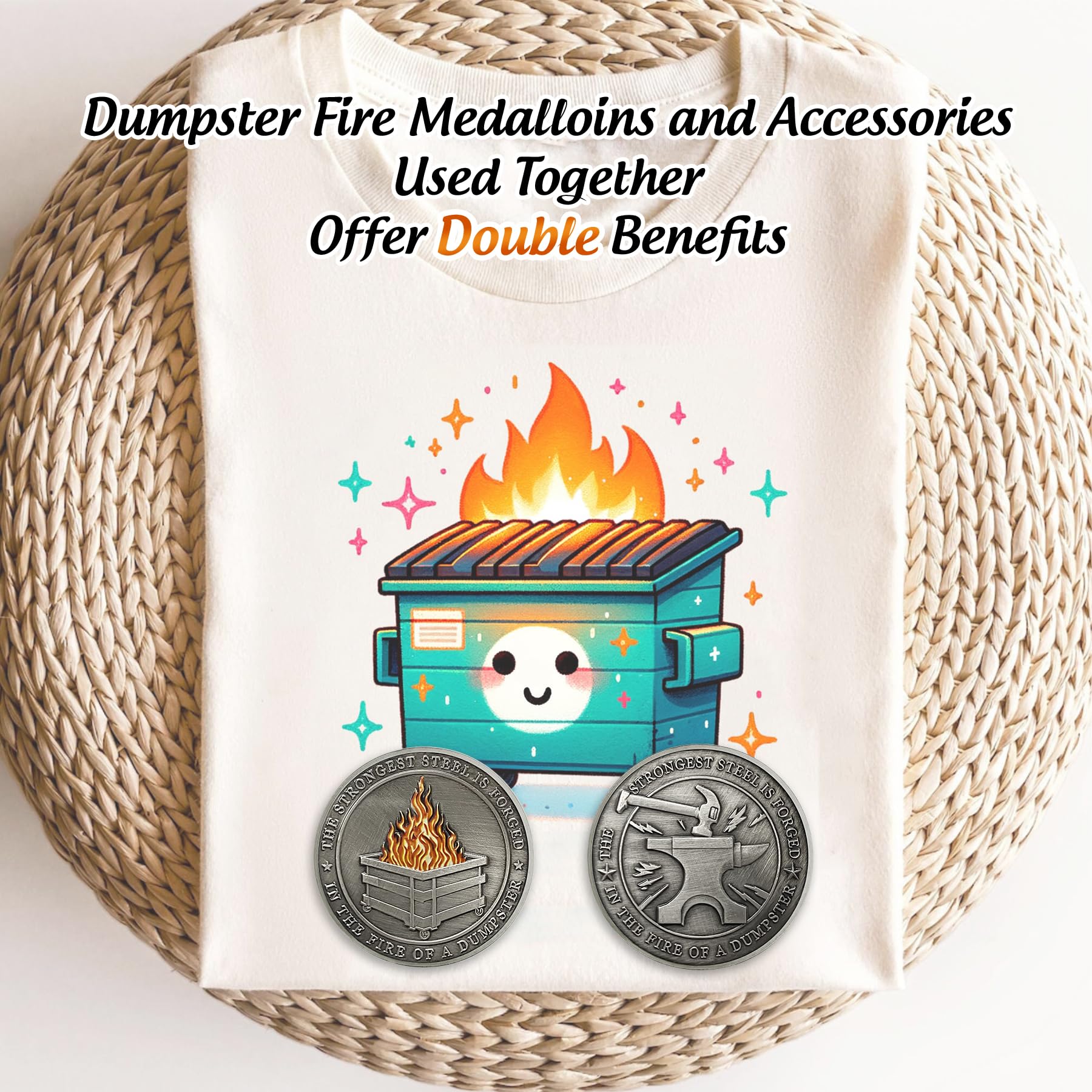IELCJJ Delicate Dumpster Fire Challenge Coin - Funny Desk Accessory for Coworker Gifts