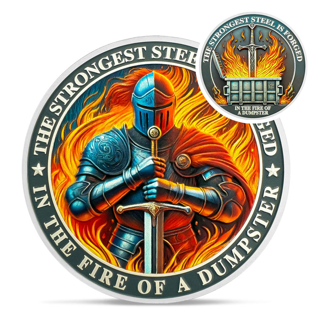 IELCJJ Dumpster Fire Challenge Coin – Funny Desk Token with Inspirational Saying for Coworker Gifts