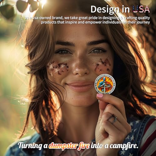 IELCJJ Dumpster Fire Challenge Coin – Funny Desk Token with Inspirational Saying for Coworker Gifts