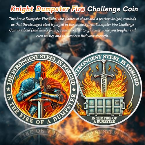 IELCJJ Dumpster Fire Challenge Coin – Funny Desk Token with Inspirational Saying for Coworker Gifts