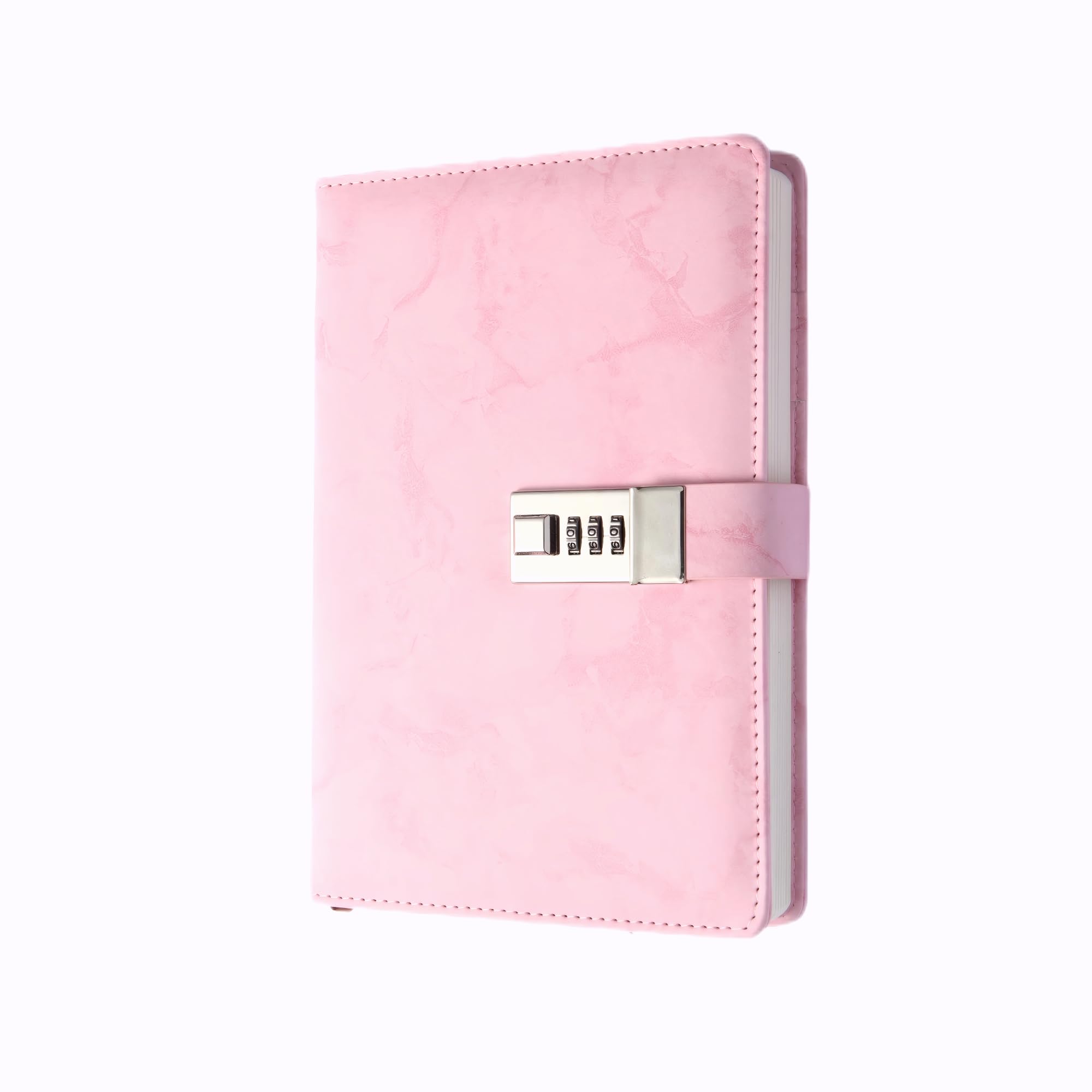 IFINTECHNO Pink Marble PU Leather Locking Diary Gift Set – A5 300-Page Journal with Combination Lock, Pen, Bracelet & More