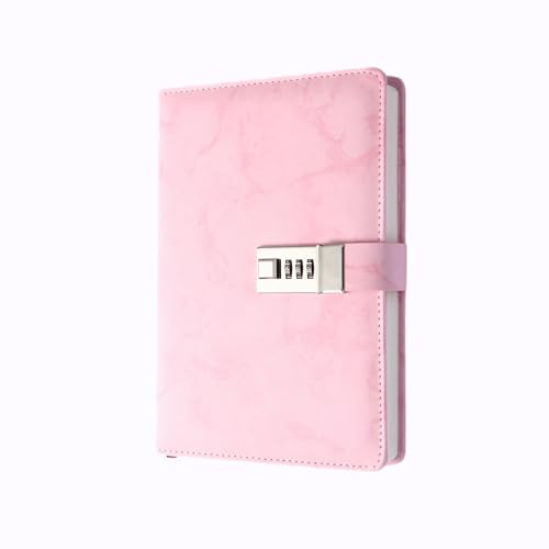 IFINTECHNO Pink Marble PU Leather Locking Diary Gift Set – A5 300-Page Journal with Combination Lock, Pen, Bracelet & More
