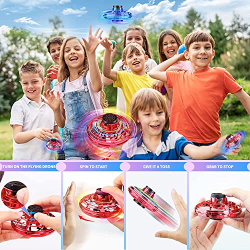 iFly Flying Spinner Mini UFO Drone - Hand Controlled Boomerang Toy for Kids (Red)