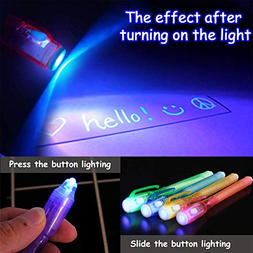 iGeeKid 32-Pack Invisible Ink Pens with UV Light – Secret Spy Pens for Kids, Disappearing Ink Markers for Treasure Hunts, Party Favors, and Classroom Activities