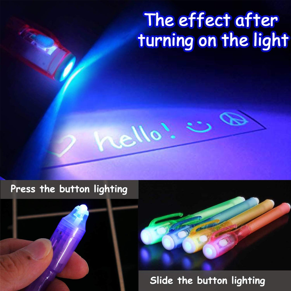 iGeeKid 32-Pack Invisible Ink Pens with UV Light – Secret Spy Pens for Kids, Disappearing Ink Markers for Treasure Hunts, Party Favors, and Classroom Activities
