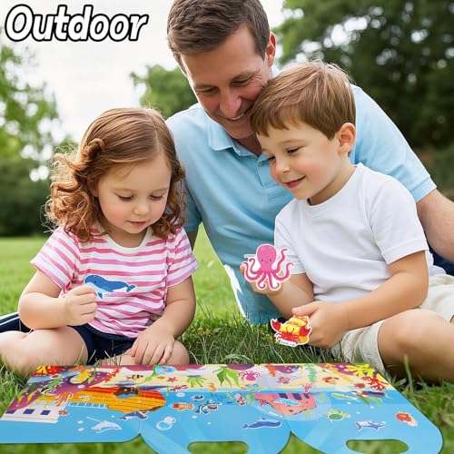 iGetooy 4 Sets Puffy Sticker Books for Toddlers – 122 Reusable 3D Stickers with Travel Handle