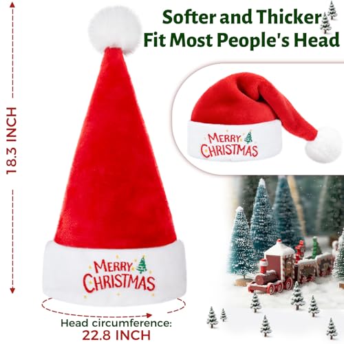 Iioscre Classic Santa Hat for Adults – Unisex Velvet, Plush, and Faux Fur Christmas Hat, Red, 32x40cm