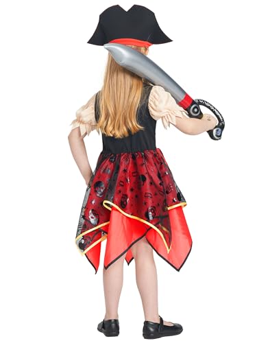 IKALI Girls Pirate Costume Set with Accessories for Halloween and Dress-Up Play