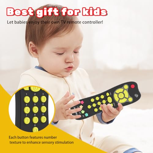 iKOIHO Baby Remote Control Toy - Realistic Toddler TV Remote with Lights, Sounds, and 3 Languages, Black