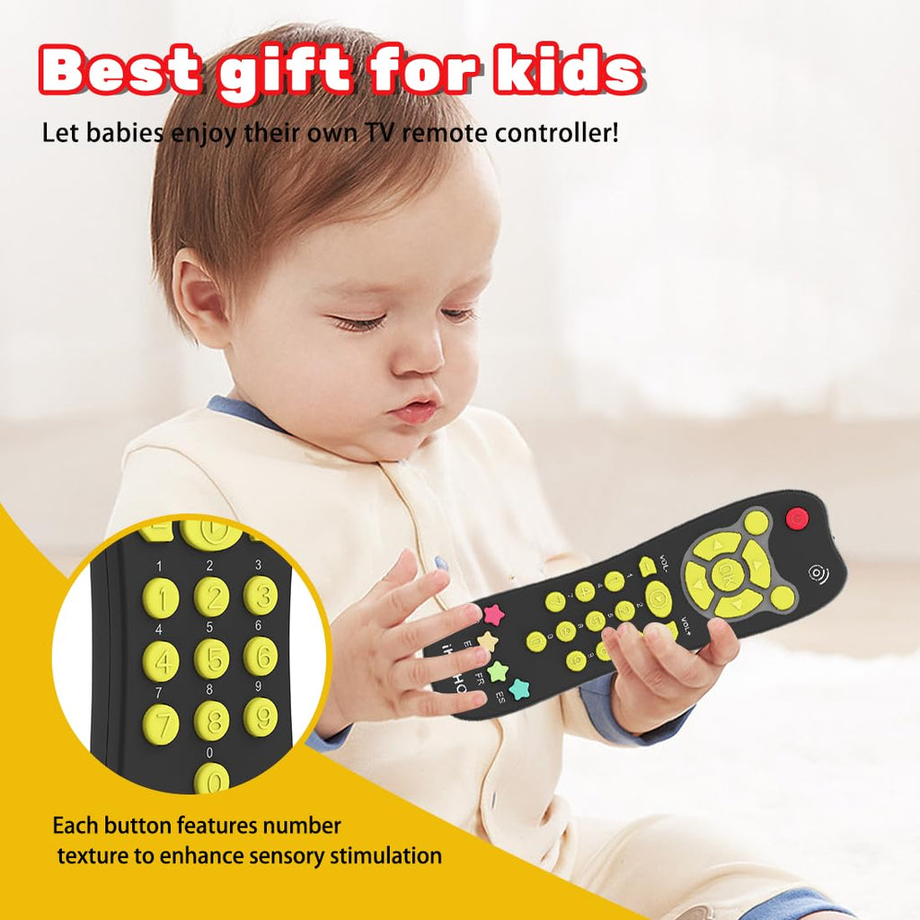 iKOIHO Baby Remote Control Toy - Realistic Toddler TV Remote with Lights, Sounds, and 3 Languages, Black