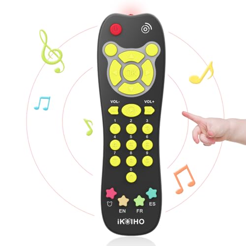 iKOIHO Baby Remote Control Toy - Realistic Toddler TV Remote with Lights, Sounds, and 3 Languages, Black